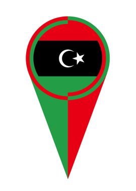 Libya Map Pointer Flag