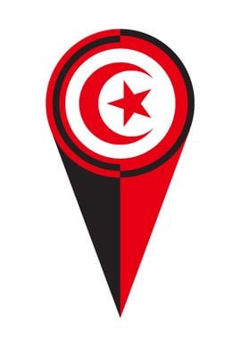 Tunisia Map Pointer Flag