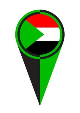 Sudan Map Pointer Flag