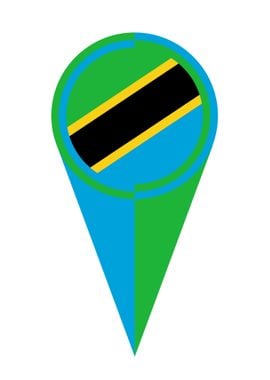 Tanzania Map Pointer Flag