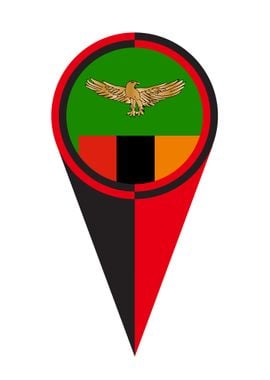 Zambia Map Pointer Flag