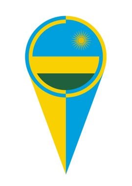 Rwanda Map Pointer Flag