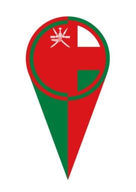 Oman Map Pointer Flag