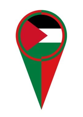 Palestine Map Pointer Flag