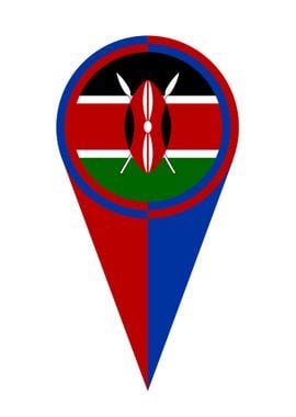 Kenya Map Pointer Flag