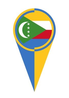 Comoros Map Pointer Flag