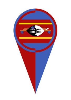 Swaziland Map Pointer Flag