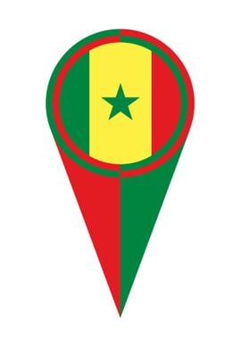 Senegal Map Pointer Flag