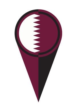 Qatar Map Pointer Flag