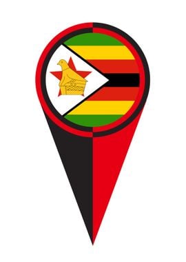 Zimbabwe Map Pointer Flag