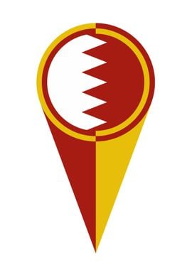 Bahrain Map Pointer Flag