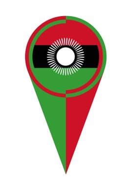 Malawi Map Pointer Flag