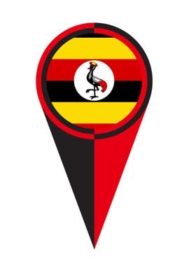 Uganda Map Pointer Flag