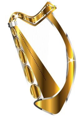 Golden Irish Harp Isolated