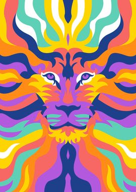 7 Color Pop Art Lion 