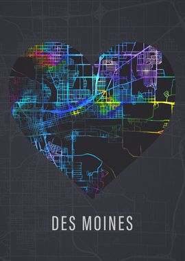 Des Moines Iowa City Map