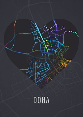 Doha Qatar City Street Map