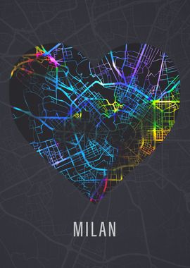 Milan City Street Map Love