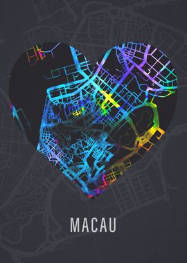 Macau City Street Map Love