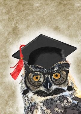 Owl Graduation Watercolor 