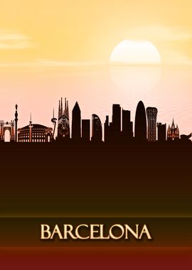 Barcelona City Skyline