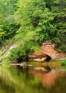 Sandstone Cliffs In Gauja 