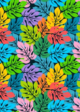 colorful monstera pattern