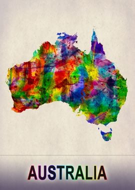 Australia Map Watercolor