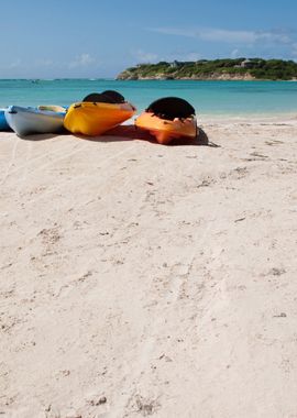 Kayaks On Beach