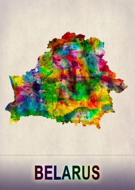 Belarus Map in Watercolor