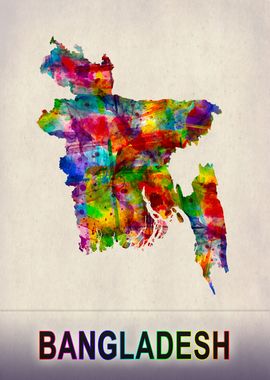 Bangladesh Map Watercolor