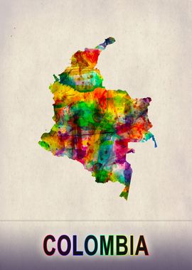 Colombia Map in Watercolor