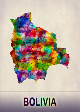 Bolivia Map in Watercolor