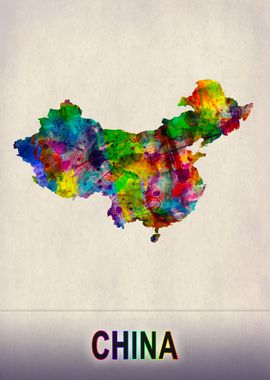 China Map in Watercolor