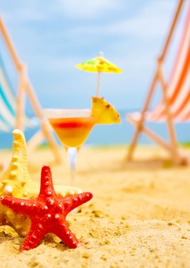 Sea Stars On Sandy Beach