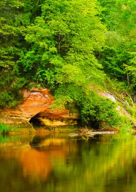 Sandstone Cliffs In Gauja 