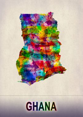 Ghana Map in Watercolor