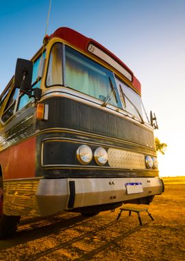 Vintage Bus On A Hyden Far