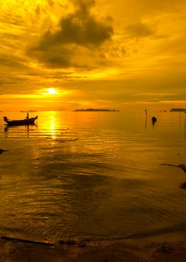 Sunset With Boat Samui Tha