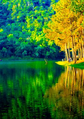 Pang Ung Lake And Mountain