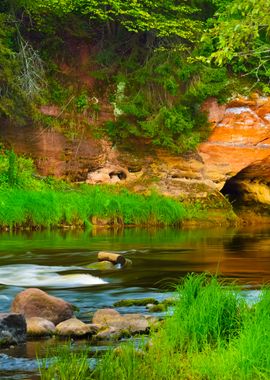 Sandstone Cliffs In Gauja 