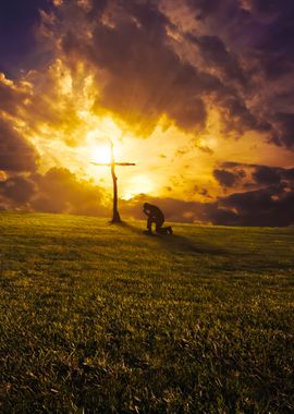 Sunset Kneeling