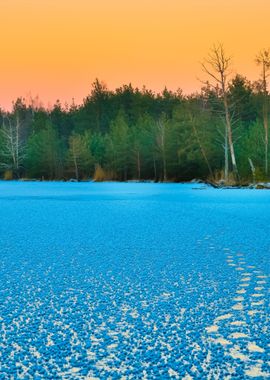 Frozen Lake Winter Sunrise