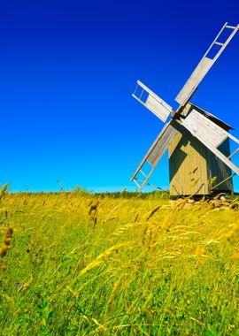 Old Wooden Windmill On Hiu