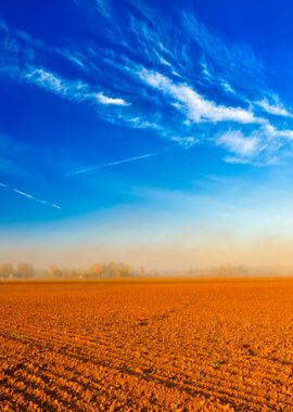 Orange Soil Field Against