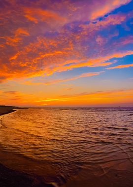 Sunset Baltic Sea Shore In