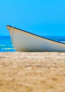 Old Style White Rowboat On