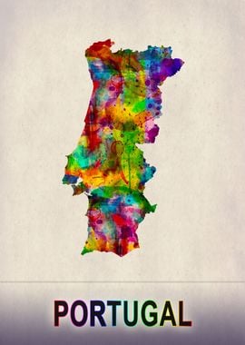 Portugal Map in Watercolor