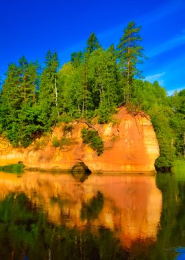 Sandstone Cliffs In Gauja 