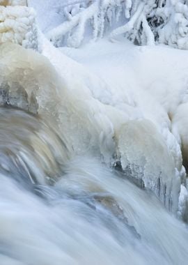 Waterfall In Winter With B